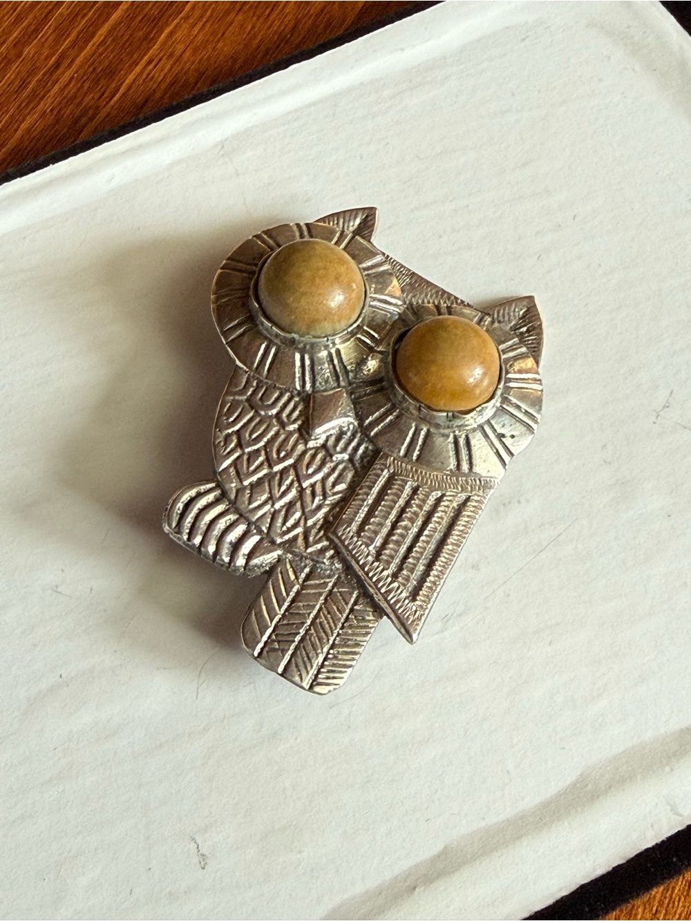 Large Mexican Owl Brooch Pin - Picture 2 of 7